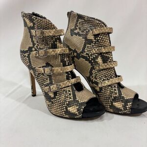 Karl Lagerfeld Snakeskin Print High Heel Booties – Size 6.5